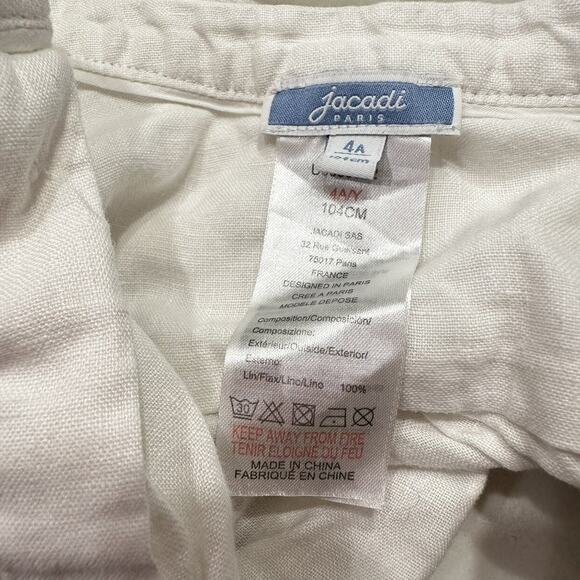 Jacadi White Linen Long Sleeve Button Up Shirt - Picture 6 of 6